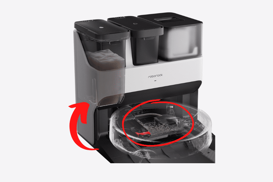 The cleaning process of the wipe at the Roborock S7 Pro Ultra Station is shown.
